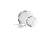 C@relle Ocean Blues 12-Piece Glass Dinnerware Set (Service for 4)