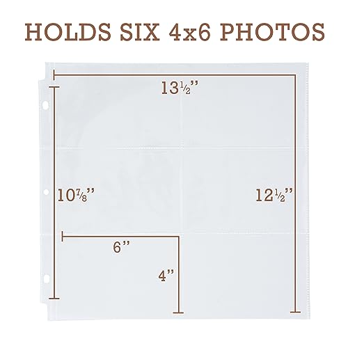 image for Samsill Scrapbook 6 Pocket Refill Pages 12x12 Inch, 50 Pack, Fits 3 Ri