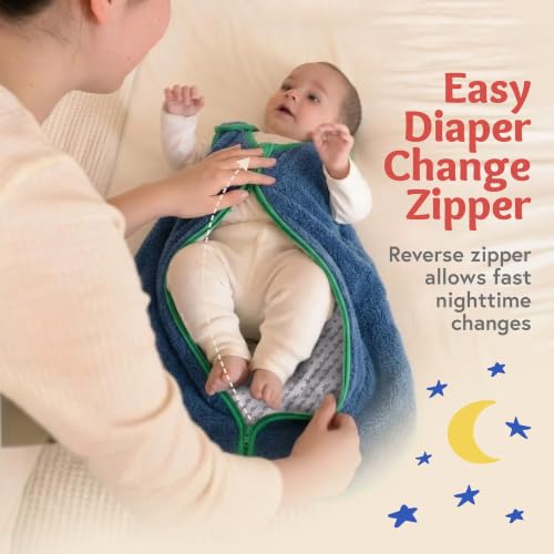Image of Baby Deedee Sleep Nest Teddy - Sherpa Sleep Sack 2.5 TOG 18-36M Fuzzy Dino | Patented shoulder snaps and full-length zipper support easy dressing and diaper changes for cooler routines