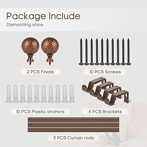 Daintier 1 Inch Single Window Curtain Rod With Antique Round Finial,72-144 Inch,Bronze #TOP2