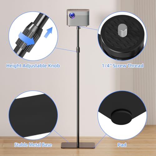 suptek Wysuwany stojak na projektor 1675 mm obracany o 360°, regulowana wysokość 1365–1675 mm, uchwyt do montażu mini projektora, kompatybilny z kamerą DVR do domowego biura wideo vlog DVR, PR001FL
