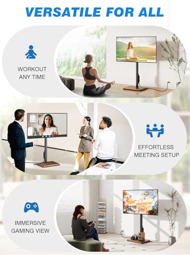 Image of Rfiver Swivel Floor TV Stand with Power Outlet for 32-65 in TVs
