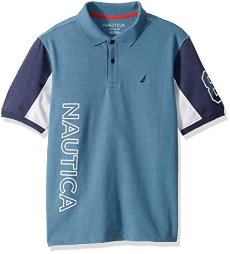 Nautica Boys' Short Sleeve Tonal Stripe Deck Polo Shirt, Bone White, Small (4)