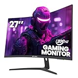 CRUA 27' 180Hz/200Hz Curved Gaming Monitor, FHD 1080P VA Screen 1500R Computer Monitors, 1ms(GTG) with FreeSync, Low Motion Blur, DisplayPort, HDMI, Support Wall Mount Install- Black