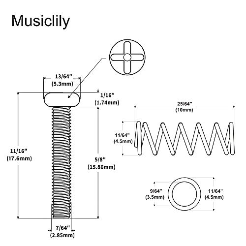 Musiclily Pro #4-40X5/8" Stainless Steel Saddle Intonation Screws and Springs Set for Fender Strat Style Electric Guitar Tremolo Bridge (Set of 6) - Image 2