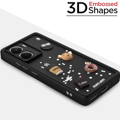 Image of Pikkme Back Cover for Realme P3 5G | Cute Fun Cartoon 3D Bear Silicone Full Body Protection Bumper Case (Black)