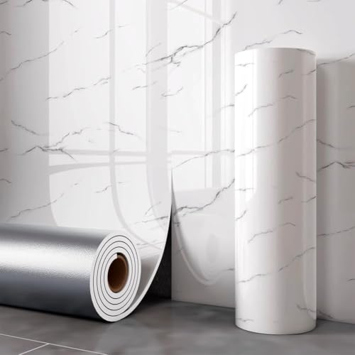 Générique Carreaux Autocollants De 2,3mm D'épaisseur, 40cmx300cm pour Salle De Bain Et Cuisine, Effet Marbre, Panneaux Muraux Autocollants étanches,pour...
