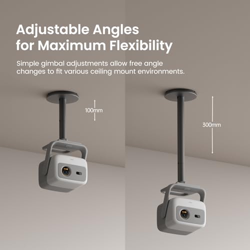 JmGO Deckenhalterung für N1S 4K / PicoPlay / N1S 1080P / PicoFlix / N1, Aluminium in Luftfahrtqualität, individuelles Design, einfache Montage, Zwei Höhenoptionen (100/300 mm), 10kg Tragkraft