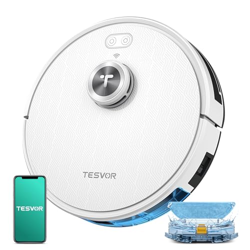 Tesvor Robot S7 Pro Advanced Cleaning Aspirador con Navegación Láser, 6000PA, Autonomía 180 Minutos, Mapeo en Tiempo Real, 5200mAh