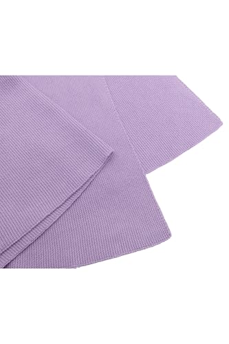 Image of Lilax Cotton Knit Receiving Blanket, Warm Cozy Swaddle Cuddle Stroller Crib Blanket for Newborns Infants & Toddlers 33.5 inch x 31.5 inch, Lavender