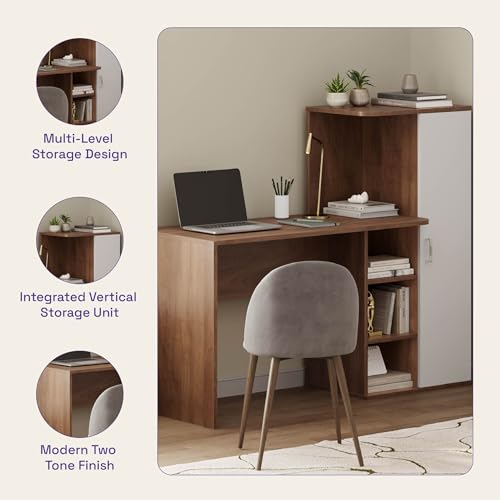 Image of Wakefit Study Table | 1 Yr Warranty | Study Table with Book Shelf, Computer Table for Home Pc, Office Table for Home, Free Installation from Brand, Modern Wobble-Free & Durable Design (Avenor-CW)