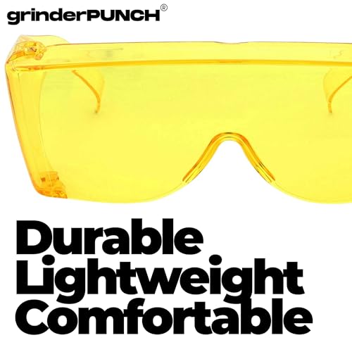 grinderPUNCH Cover-Ups Night Driving Fit Over Sunglasses - Wrap Around Sunglasses - People Who Wear Prescription Glasses in the Sun (Yellow)4