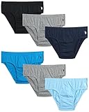 U.S. Polo Assn. Mens Underwear Briefs - 6 Pack Cotton Tag Free Low Rise Briefs Underwear for Men Pack with Contour Pouch, Size Medium, Heather Blues/Charcoal Heather/Grey Heather