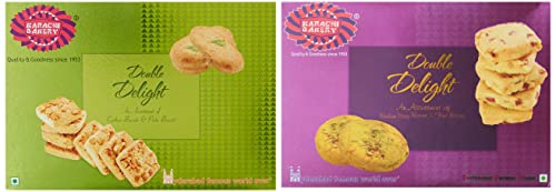 Image of Karachi Bakery Double Delight with Cashew and Green Pista, 400g, Karachi Bakery Double Delight Fruit Biscuit with Badam and Pista, 400g
