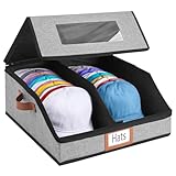 WERNNSAI M&uuml;tzen Aufbewahrung, Baseball Cap Organizer&ndash; Doppelreihe, Mit 28 Caps Fassungsverm&ouml;gen, Gro&szlig;volumige Deckelboxen Mit Transparentem Deckel Zur Schrankorganisation