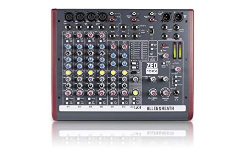 Image of Allen & Heath ZED-10FX - Touring Quality Audio Mixer with 2 Mic /Line, 2 Mic /Line /DI, 3 Stereo Line, Onboard FX and USB I /O (AH-ZED-10FX) | 4 Xlr Mic Preamps, 2 Hi-Z Dis, 16 Onboard Fx, USB 2-In /2-Out, 48V Phantom