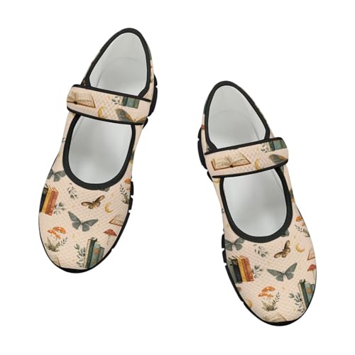 Jeiento Womens Mary Jane Flats Shoes Butterfly Dressy Shoes Comfortable Breathable Mesh Walking Shoes