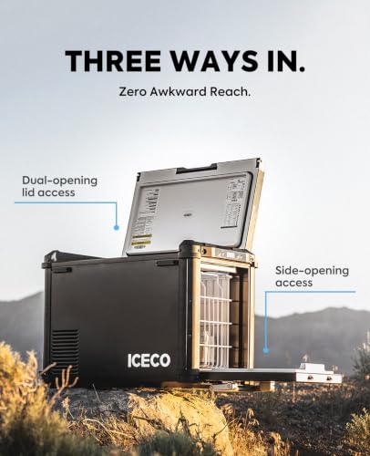 Image of ICECO VL45PLUS 12 Volt Refrigerator, 44 QT Portable Freezer, Electric Compressor Cooler Powered by SECOP, 3 Ways Access, 12 /24V DC 110~240 Volt AC, 12V Car Fridge for Travel Camping, 0℉ to 50℉