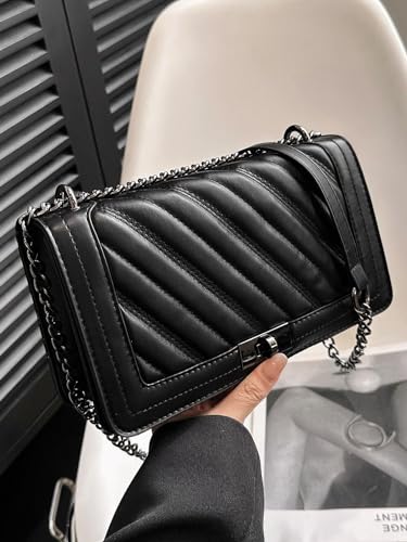 Floerns Women's Pu Leather Quilted Crossbody Bag Casual Flap Square Bag2