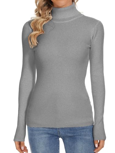 Image of Turtleneck Sweaters for Women Ribbed Long Sleeve Pullover Sweater