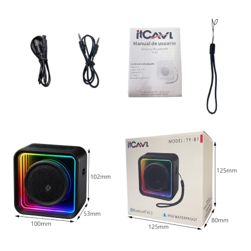 itcavl Small Bluetooth Speaker with Strap, IP68 Waterproof Small Cute 6.0 Bluetooth Speaker with Aux Input, TF Card, TWS Pairing, RGB Light, 20H Play time, Mini Bluetooth Speakers for Shower, Office - image 9