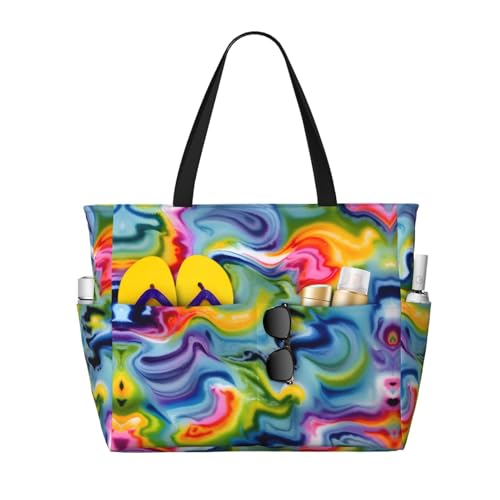 Sac fourre-tout de plage d'été tie-dye noir grand format pour vos voyages