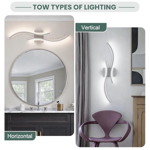 Image of CANEOE Modern Wall Sconces Set of 2,5CCT Wall Lights(Brushed Nickel,31.5in) | Brushed Nickel Wall Sconce with Night Light Mode, ETL Listed, 1600LM, Vertical or Horizontal Mounting
