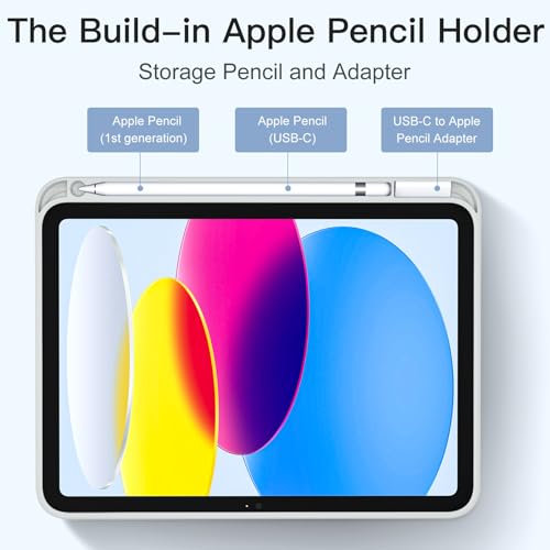 Image of Akkerds Compatible with iPad (A16) 11th Generation Case 11 Inch 2025, for iPad 10th Generation Case 10.9 Inch 2022 with Pencil Holder, Slim Trifold Stand Protective Cover with Soft TPU Back, White