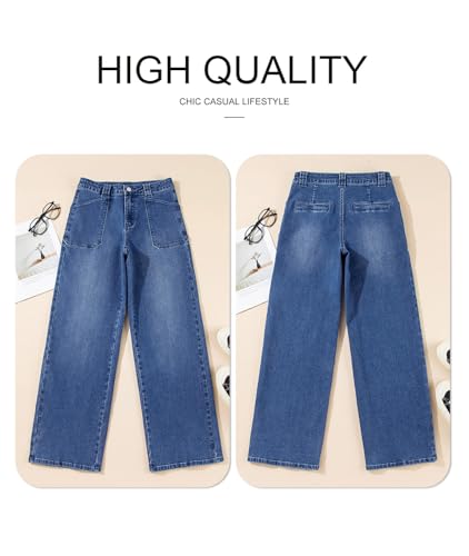 Astylish Women‘s High Waisted Straight Leg Jeans Stretchy Wide Leg Jeans Trendy Denim Pants - Image 6