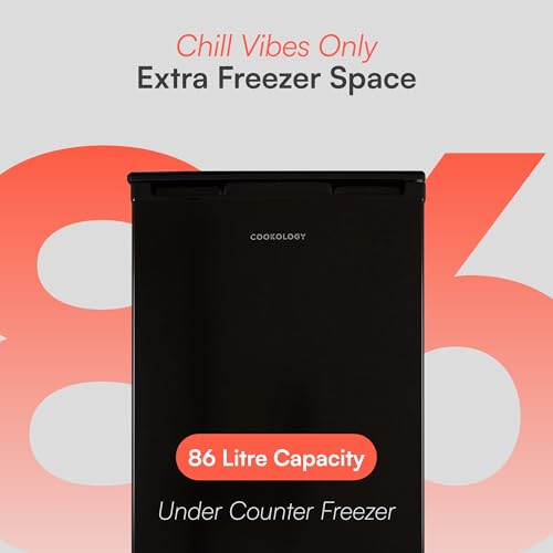Cookology UCFZ86BK Freestanding Under Counter Freezer in Black - 55cm Width - 86 Litre Capacity - Practical Reversible Door - 3 Large Freezer Drawers - 4 Star Rating - Image 3