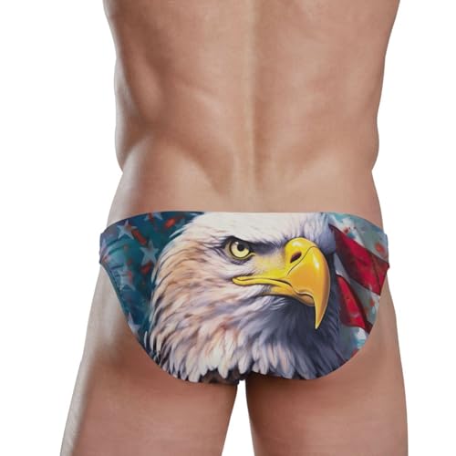Men's American Bald Eagle 4th of July Independence Day Swim Briefs Bikini Swimsuit S 202a02814