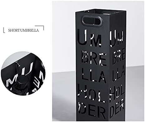 Suporte de guarda-chuva de metal, suporte de guarda-chuva quadrado moderno com 2 ganchos, alta capac