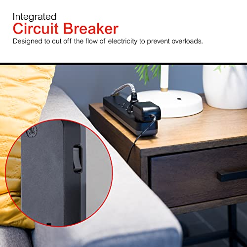 Ge Pro 6-Outlet Surge Protector, 2 Ft Extension Cord, 620 Joules, Power Strip, Flat Plug, Integrated Circuit Breaker, Wall Mount, Ul Listed, Black, 45170 #TOP4