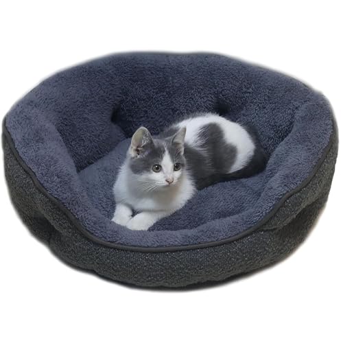 Small Dog Bed for Small Dogs, Cat Beds for Indoor Cats, Cute Round Dog Bed, Washable with Anti-Slip & Water-Resistant Bottom, Super Soft Pet Bed, Luxury Durable Puppy Bed Kitten Bed, Gray