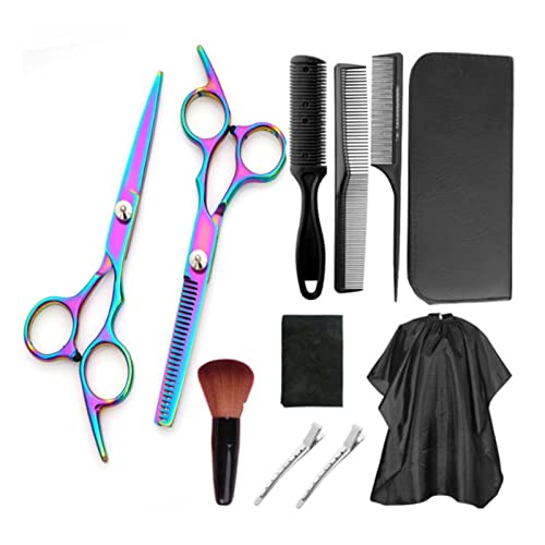 11 PCS Hair Cutting Scissors Kits, Professional Hairdressing Scissors Set, Thinning Scissors, Comb, Cape, Clips, for Barber, Salon, Home