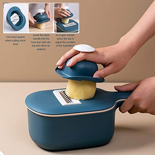 Vegetable Chopper Slicer with Container, 4 Interchangeable Blades Food Choppers Cutter and Dicers for Garlic, Cabbage, Carrot, Potato, Tomato, Fruit - Thumbnail 5