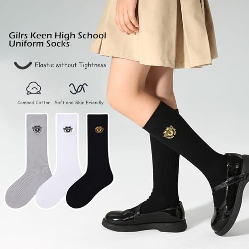 Toddler Girl Knee High Socks Seamless Breathable Long Socks School Uniform 3 Pairs2