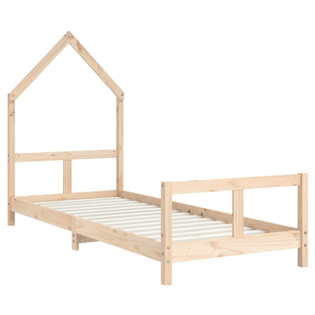 Kinderbett aus Massivholz Kiefer – Hausbett mit Lattenrost – 70x140 / 80x160 / 80x200 / 90x190 / 90x200 cm – Natur/Schwarz/Weiß – Hausform Bett für Kinder ab 4 Jahren
