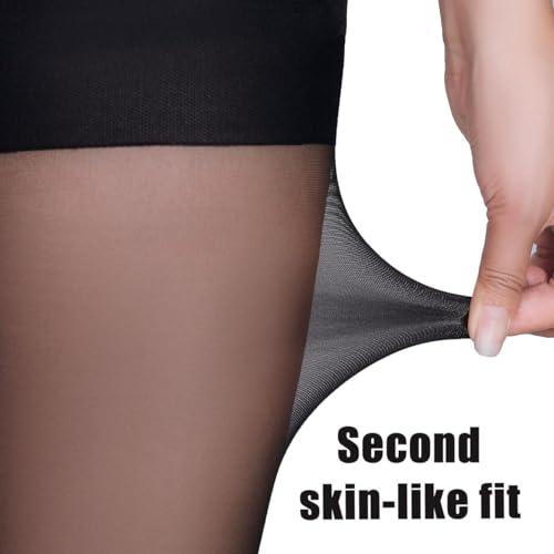 3 Pairs Women's Sheer Tights - 20D Balck Tights Non Rip Control Top Pantyhose for Reinforced Toes2