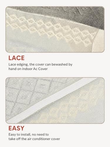 Image of Premium Cotton Net Split AC Cover for 1.5 Ton Indoor Unit | Designer Summer AC Dust Protection Cover | Stylish Protective AC Cover | 38 x 15.35 x 7.8 In | Grey Net