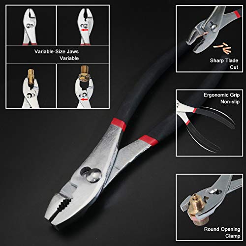 boeray 4pcs Pliers Set 6\" Long Nose Pliers 6\" Diagonal Pliers 8\" Slip Joint Pliers 8\" Linesman Pliers Home Maintenance Tool Kit for Home Repair and DIY