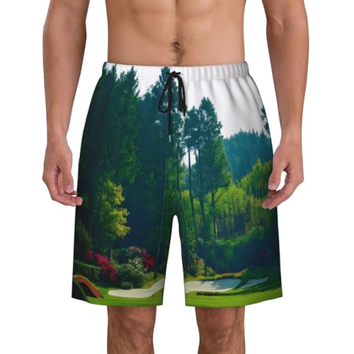 Golf Court Beach Short for Men Polyester Peach Skin Quick-Drying Trunks Pool Swimwear S-3xl