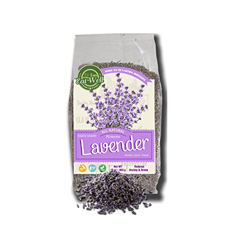 Eat Well Lavender Flowers - 16oz Large Size | Dried Lavender Petals | Edible Culinary Lavender for Lavender Tea, Baking & Cooking | Versatile Ingredient for Soap & Home Fragrance