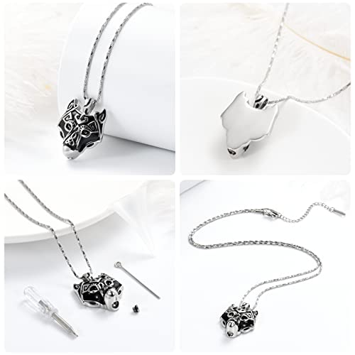 Yinplsmemory Cremation Jewelry Viking Wolf Head Urn Necklace for Ashes for Men Ashes Keepsake Urn Jewelry for Human Ashes/Pet Ashes3