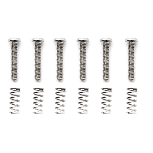Musiclily Pro Metric M3x16mm Stainless Steel Saddle Intonation Screws and Springs Set for Import Strat Style Electric Guitar Tremolo Bridge,Original Color (Set of 6)