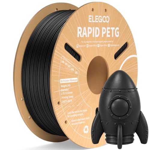ELEGOO Petg Fast Filament 1.75Mm Black 1kg, High Speed 3D Printer Filament 30-600Mm/S Dimensional Accuracy +/- 0.02Mm, 1
