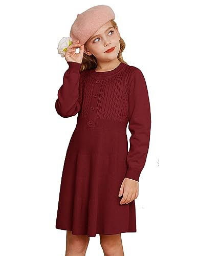 GRACE KARIN Kleider Langarm Knielang Elegant Festlich Mädchen Schule...