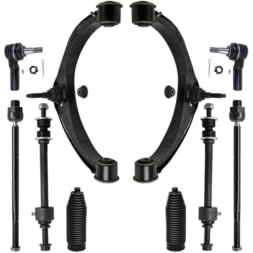 Image of Detroit Axle - 4WD Front Upper Control Arms Ball Joints + Inner Outer Tie Rods Sway Bars Boots Replacement for 2009-2012 Dodge Ram 1500