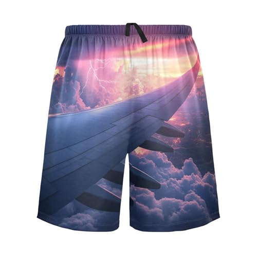 Men's Short Pajama Bottoms Airplane Cloud Lightning Home Casual Sleep Pants Lightweight with Drawstring2