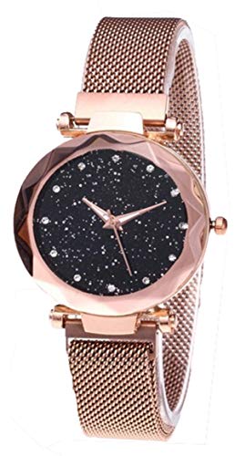 Image of Acnos Premium Black Round Diamond Dial with Generation Rosegold Magnet Belt Analogue Watch for Women Pack of - 1 (DM-ROSEGOLD18)
